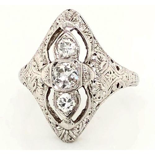 3 Stone Ring Real Old Miner Antique Style 1.75 Carats Ring