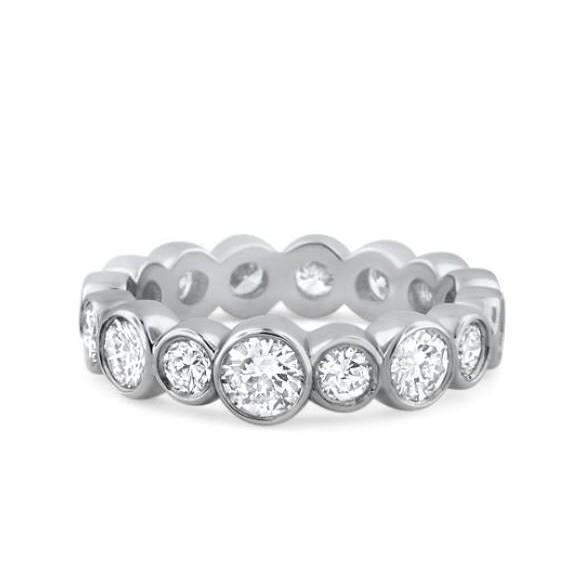 3 Carats Bezel Set Round Cut Lab Grown Diamond Wedding Band