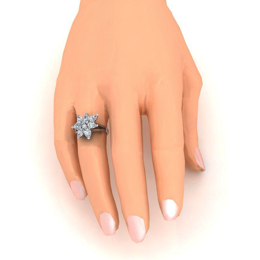 3 Ct Diamond Pear Cut Cluster Ring Gold 14K Jewelry For Ladies