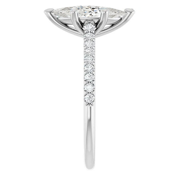 3 Ct Marquise And Round Gorgeous Genuine Natural Earth Mined Diamond Engagement Ring