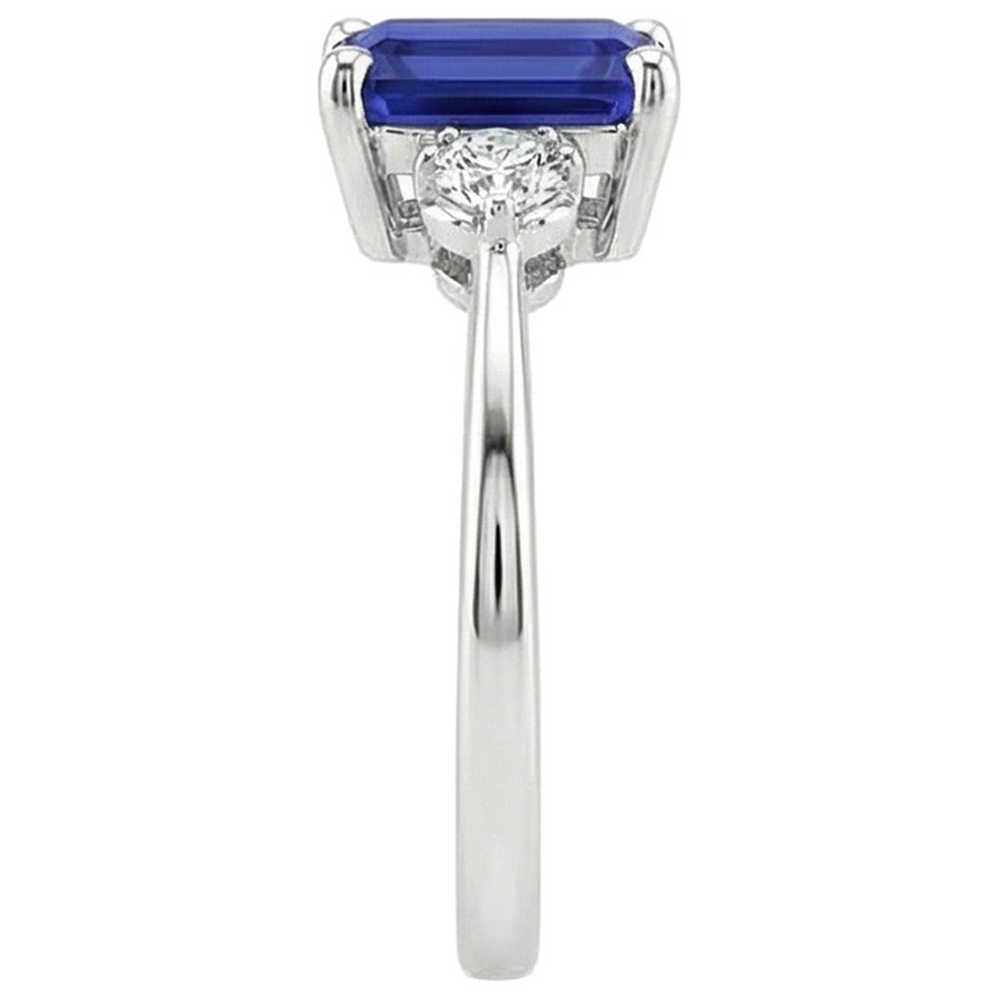 3ct Sapphire Emerald Cut Natural Earth Mined Diamond ( Not Lab Grown ) Ring