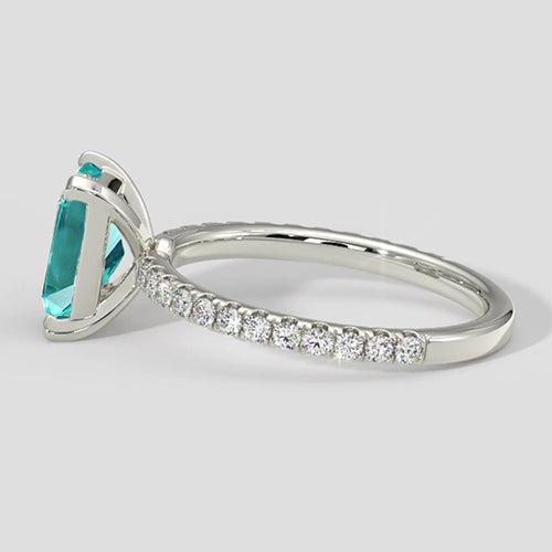 3ct Cushion Paraiba Ring with Diamond Shank