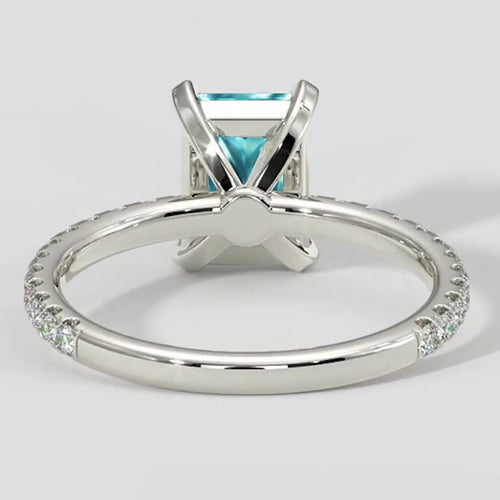 3ct Cushion Paraiba Ring with Diamond Shank