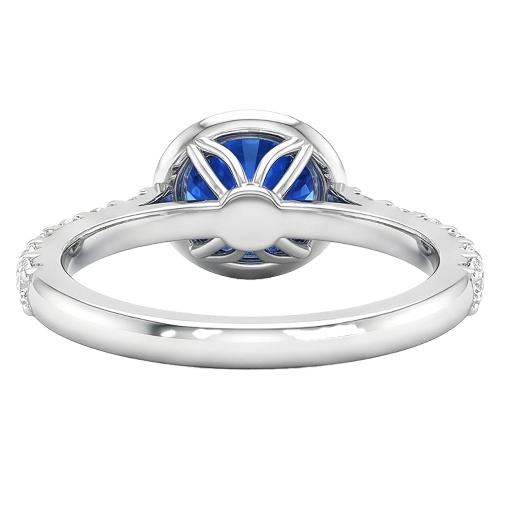 4.25 Carats Prong Set Sapphire And Natural Earth Mined Diamond ( Not Lab Grown ) s Ring White Gold 14K