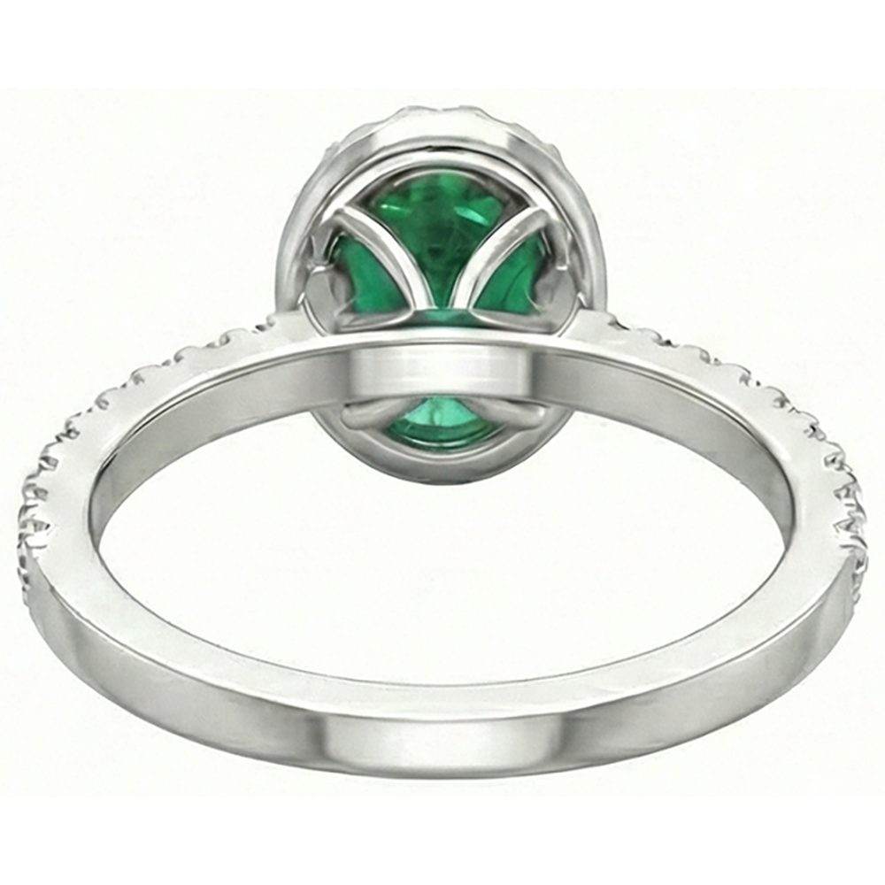 4.30 Ct Oval Green Emerald And Natural Earth Mined Diamond Engagement Ring