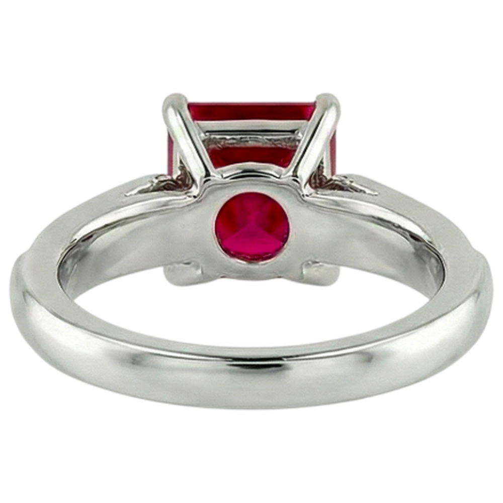 4.40 Carats Princess Red Ruby And Sparkling Natural Earth Mined Diamond ( Not Lab Grown ) Ring Gold 14K