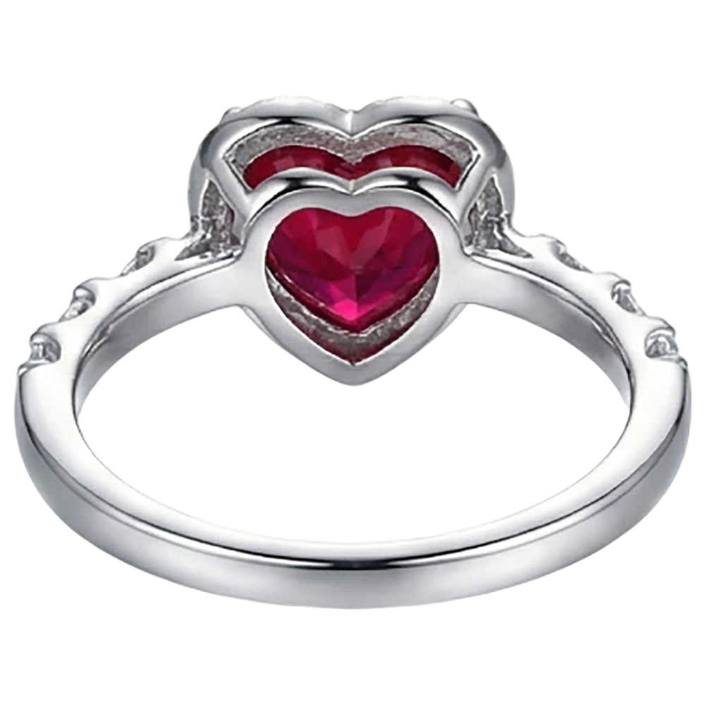 4.5 Carats Red Heart Cut Ruby And Natural Earth Mined Diamond ( Not Lab Grown ) Ring White Gold Jewelry