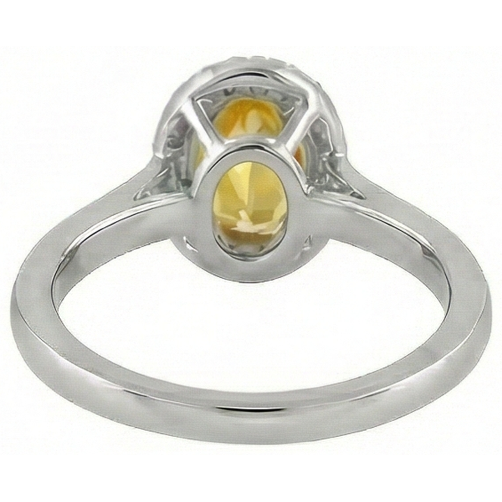4.50 Ct Oval Yellow Sapphire And Round Natural Earth Mined Diamond ( Not Lab Grown )s Ring White Gold 14K