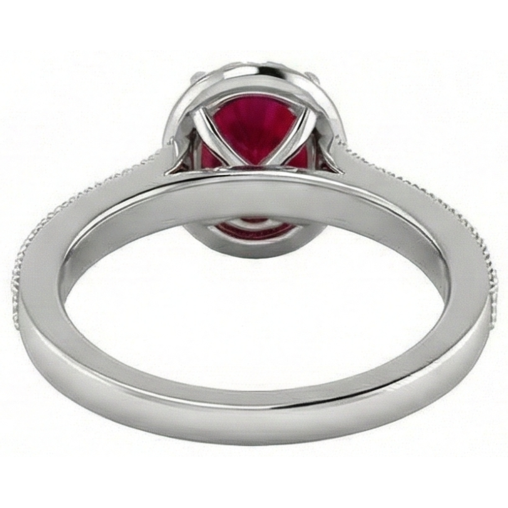 4.60 Carats Red Ruby With Natural Earth Mined Diamond ( Not Lab Grown )s Ring 14K White Gold