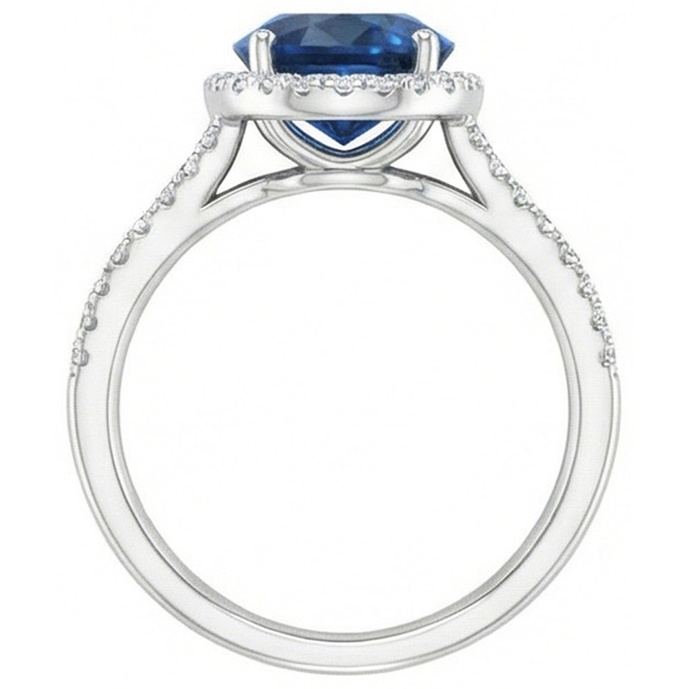 4.65 Carats Oval Ceylon Blue Sapphire Natural Earth Mined Diamond ( Not Lab Grown ) Wedding Ring