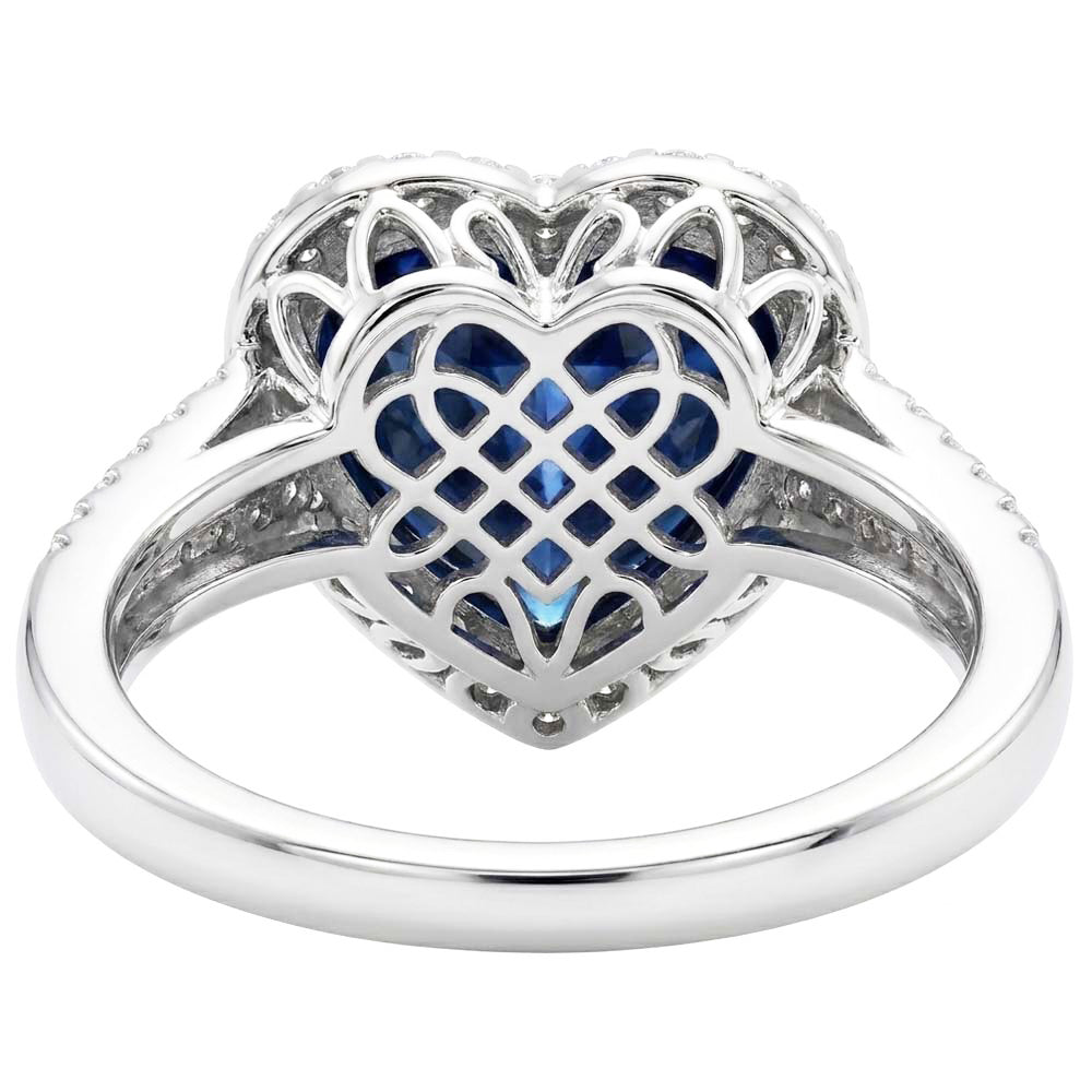 4.75 Carats Ceylon Sapphire And Natural Earth Mined Diamond ( Not Lab Grown ) s Ring White Gold 14K