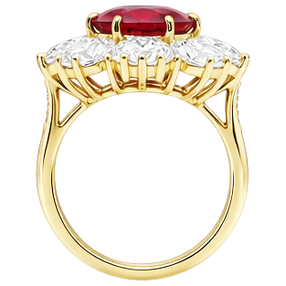 4.75 Ct Ruby With Natural Earth Mined Diamond ( Not Lab Grown )s Ring Yellow Gold 14K