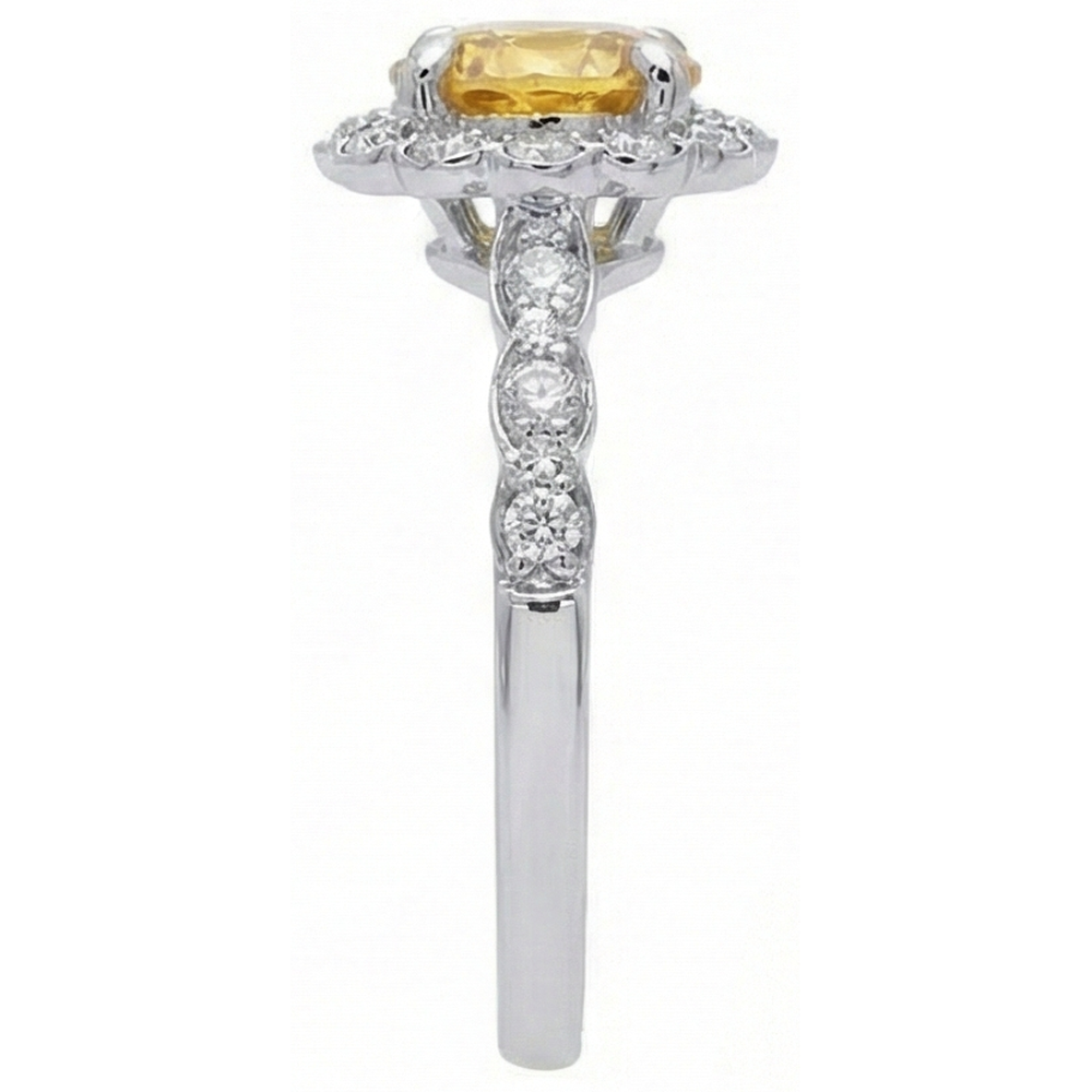 4 Ct Yellow Sapphire And Natural Earth Mined Diamond ( Not Lab Grown )s Ring White Gold 14K