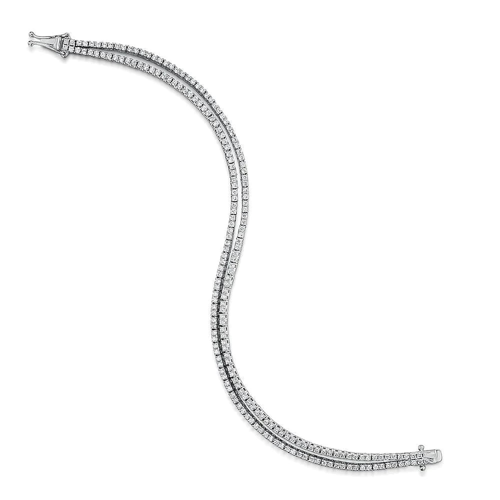 4.00 Carats Double Row Sparkling Real Diamonds Women Bracelet Wg 14K