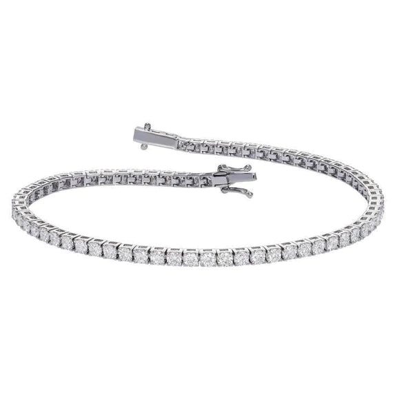4.20 Carats Prong Set Natural Diamonds Ladies Tennis Bracelet White Gold