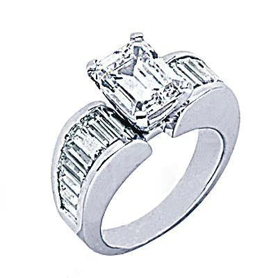 4.25 Cts. Natural Diamond Engagement Ring Emerald Cut Solitaire With