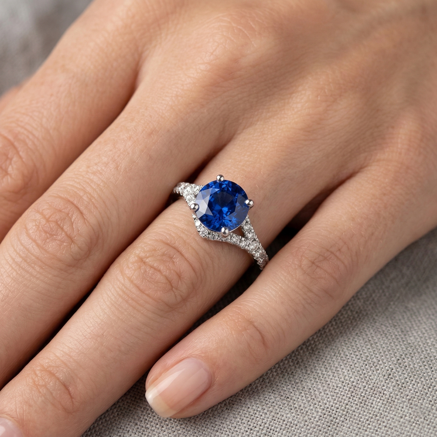 4.35 Ct Prong Set Ceylon Sapphire Natural Earth Mined Diamond ( Not Lab Grown ) s Ring White Gold