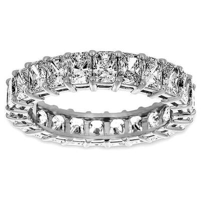 4.40 Carats Princess Cut Lab Grown Diamond Band White Gold Women Jewelry