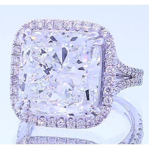 4.50 Carats Cushion Real Diamond Halo Anniversary Ring
