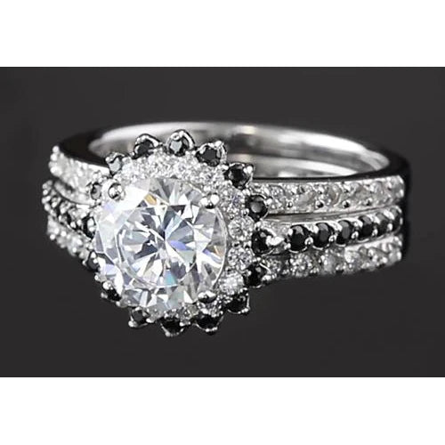 4.50 Carats Genuine Diamond Anniversary Ring Round Diamond Halo