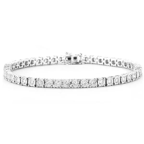4.50 Ct Round Cut Natural Diamond Tennis Bracelet Solid White Gold Jewelry