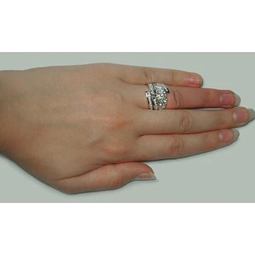 4.55 Carat Round Lab Grown Diamond Wedding Ring And Band Set