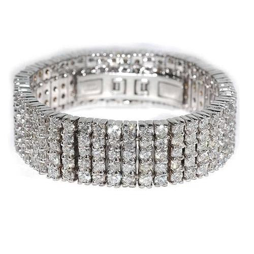 40 Carats Round Cut Men Genuine Diamond Bracelet White Gold 14K