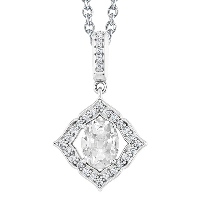 4 Carat Halo Oval Old Miner Real Natural Earth Mined Diamond Pendant Slide Gold Chain