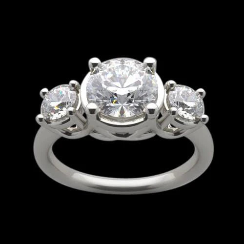 4 Carat Lucida Natural Diamond Three Stone Ring Engagement White Gold