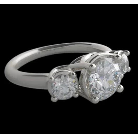 4 Carat Lucida Natural Diamond Three Stone Ring White Gold Jewelry