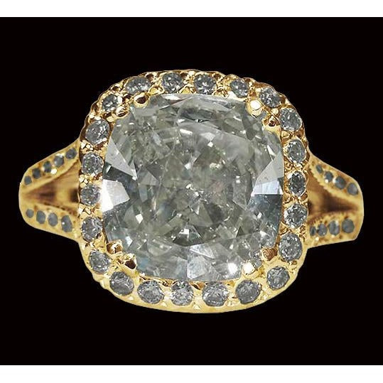 4 Carat Real Cushion Center Diamond Halo Ring White Gold Jewelry