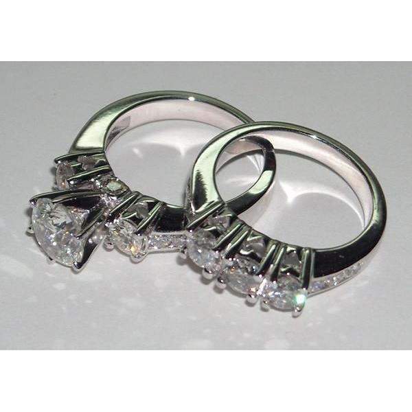 4 Carat Real Diamond Engagement Ring Set White Gold