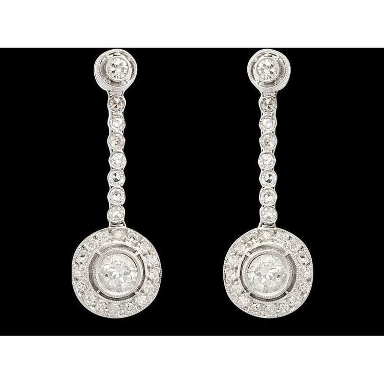 4 Carat Real Diamonds Dangle Earring Hanging White Gold Earring