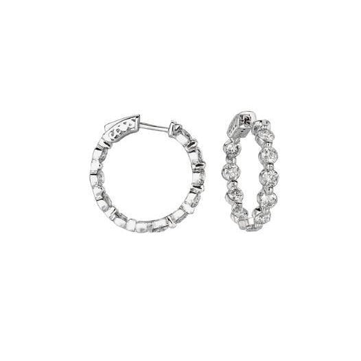 4 Carat Real Round Diamond White Gold 20 Pointer Diamond Hoop Earring New