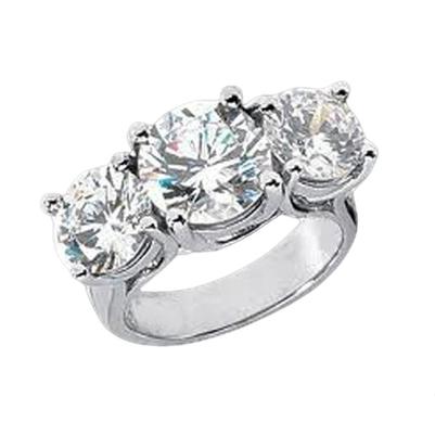 4 Carat Three Stone White Gold Genuine Diamond Women Engagement Ring New