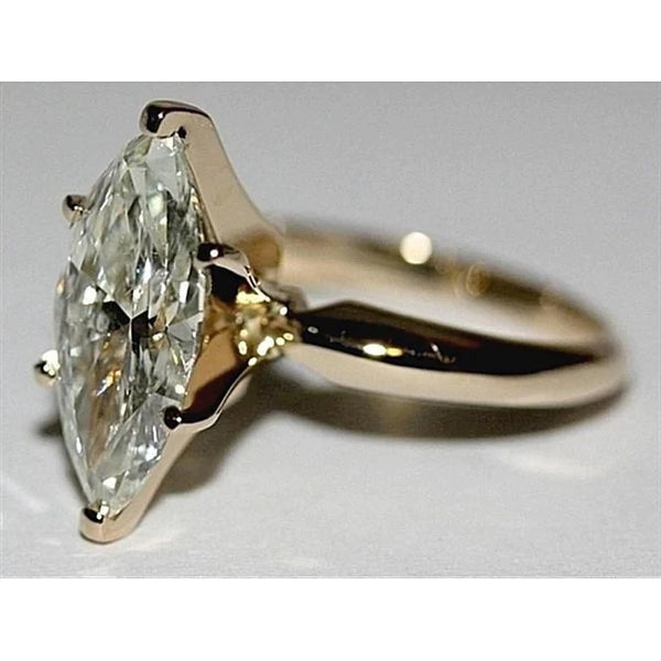 4 Carat Yellow Gold Real Marquise Diamond Ring