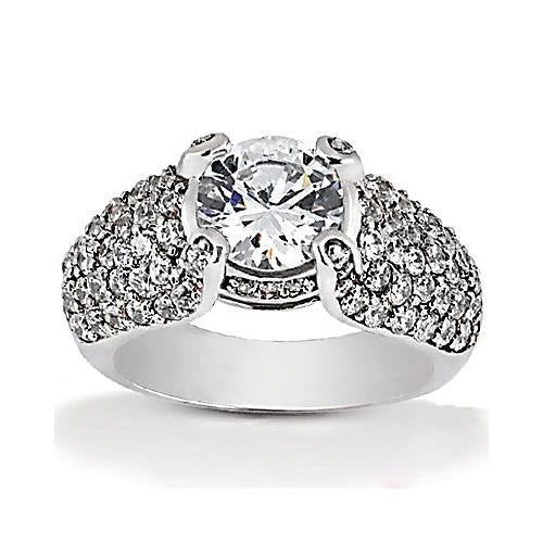 4 Carats Real Diamond White Gold 14K Engagement Ring
