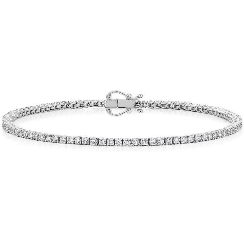 4  Carats Round Cut Natural Diamond Tennis Bracelet Solid White Gold Jewelry