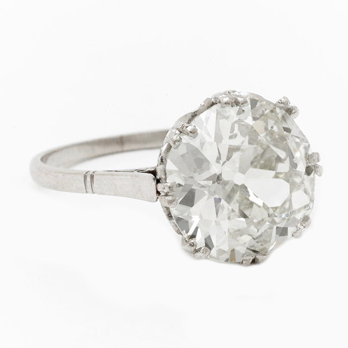 4 Ct Big Round Old Mine Cut Real Diamond Wedding Ring White Gold 14K