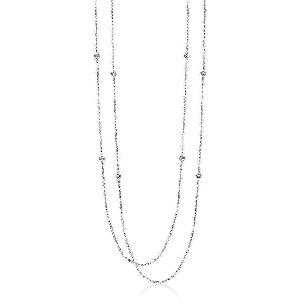 4 Ct Natural Diamonds By Yard Necklace Double 18 Inches Chain White Gold