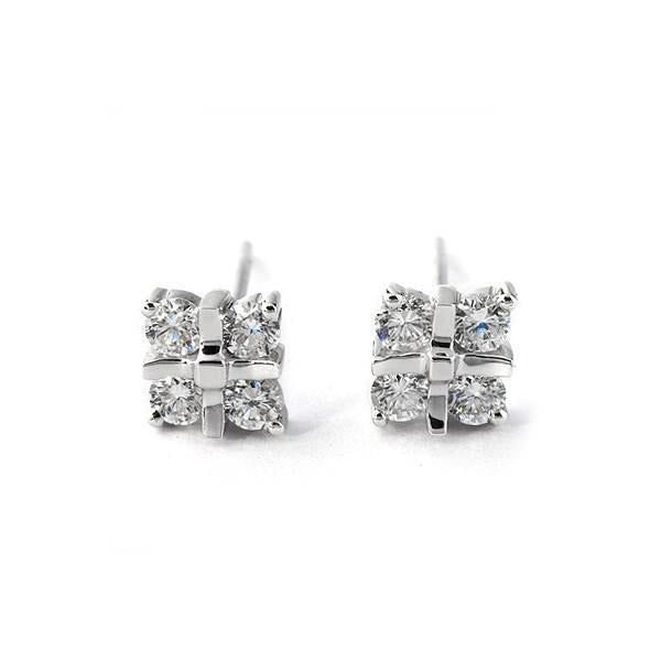 4 Ct Round Brilliant Cut Real Diamonds White Gold Ladies Studs Earrings - Stud Earrings-harrychadent.ca