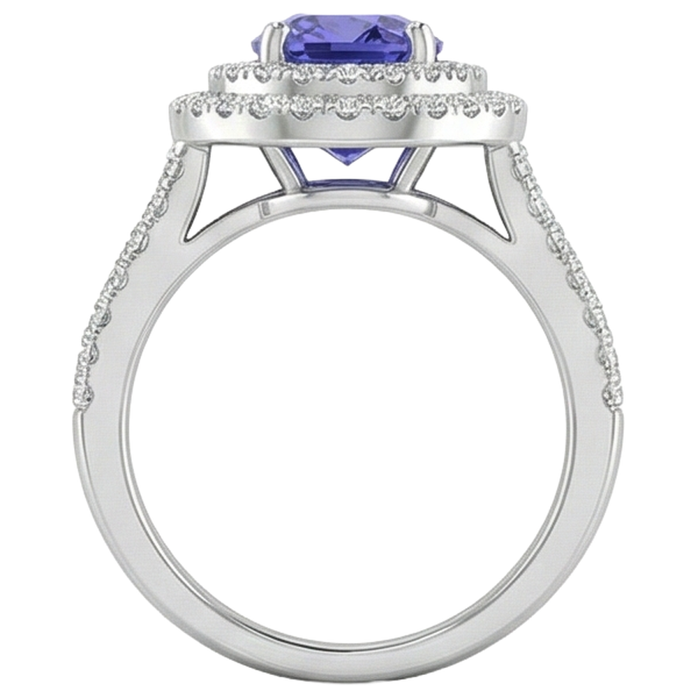 5.25 Ct Blue Tanzanite Halo Natural Earth Mined Diamond ( Not Lab Grown )s Ring White Gold 14K