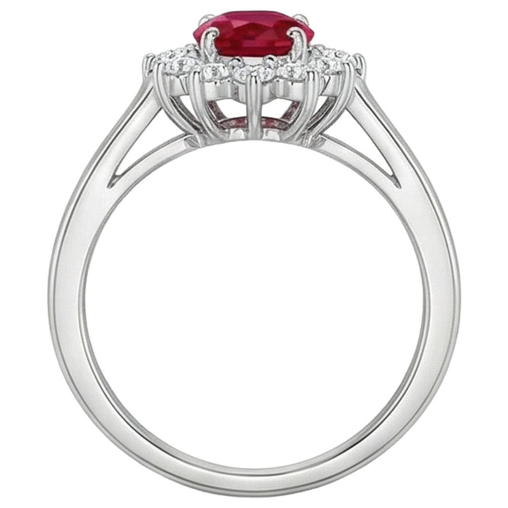 natural round ruby 5.5ct ring on white background