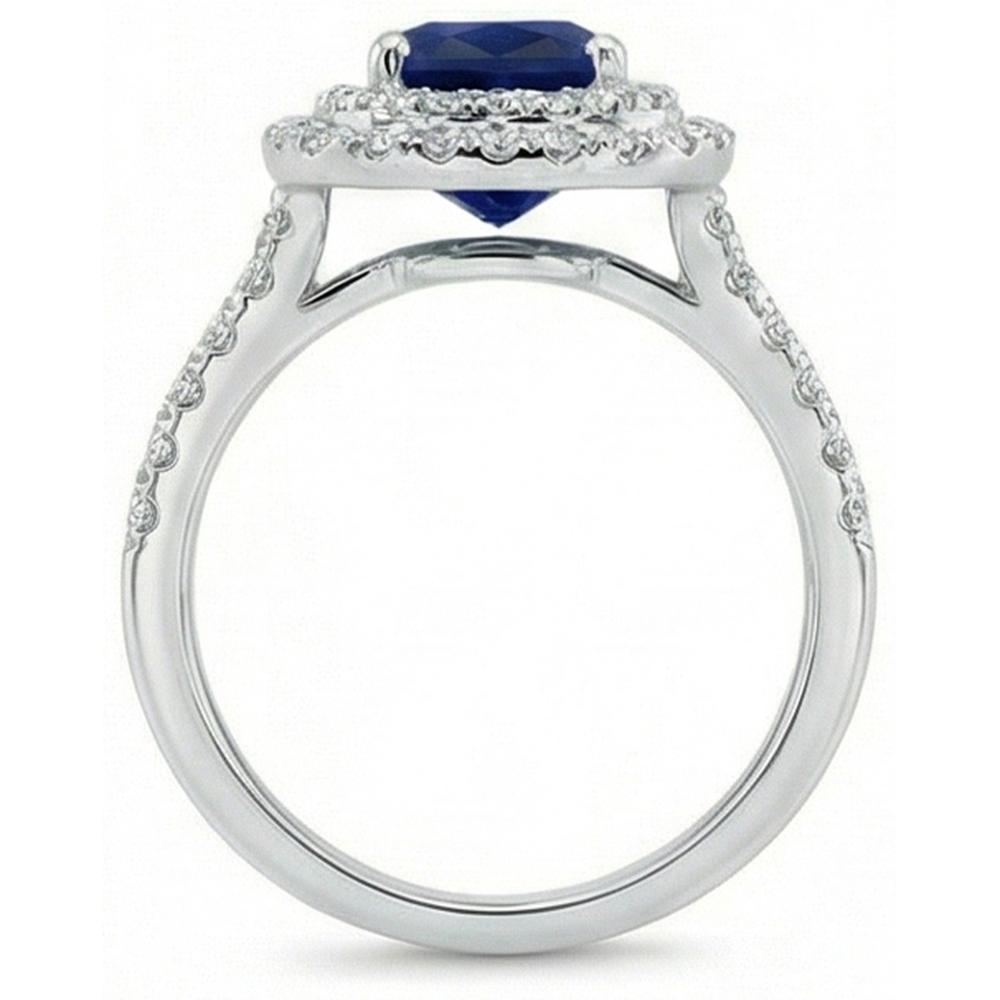 natural round sapphire 5.50ct ring on white background