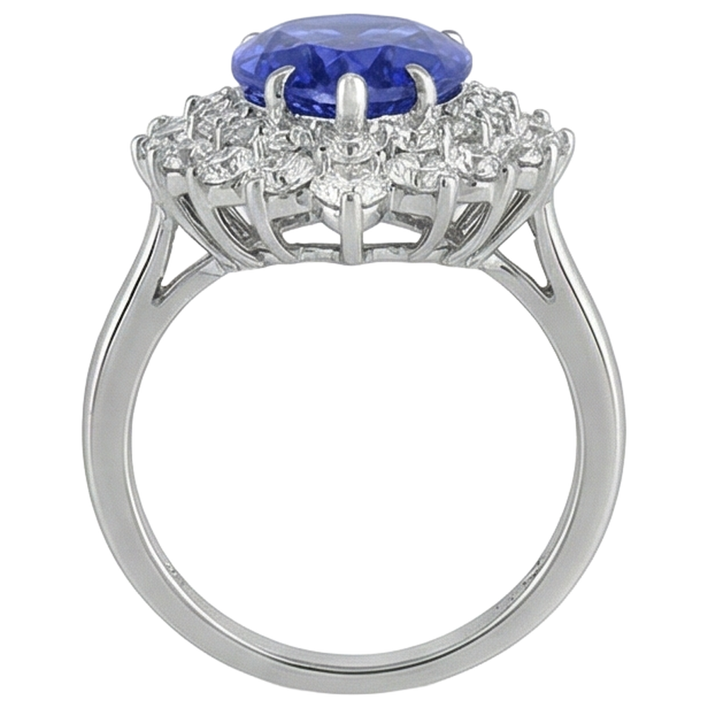 5.75 Ct Pear Tanzanite With Natural Earth Mined Diamond ( Not Lab Grown )s Ring White Gold