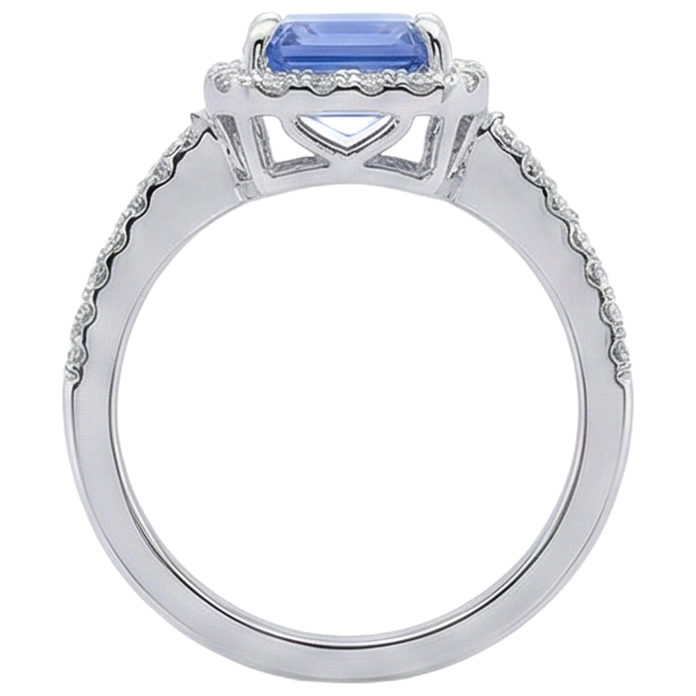 5.80 Ct Prong Set Tanzanite And Natural Earth Mined Diamond ( Not Lab Grown )s Ring 14K White Gold