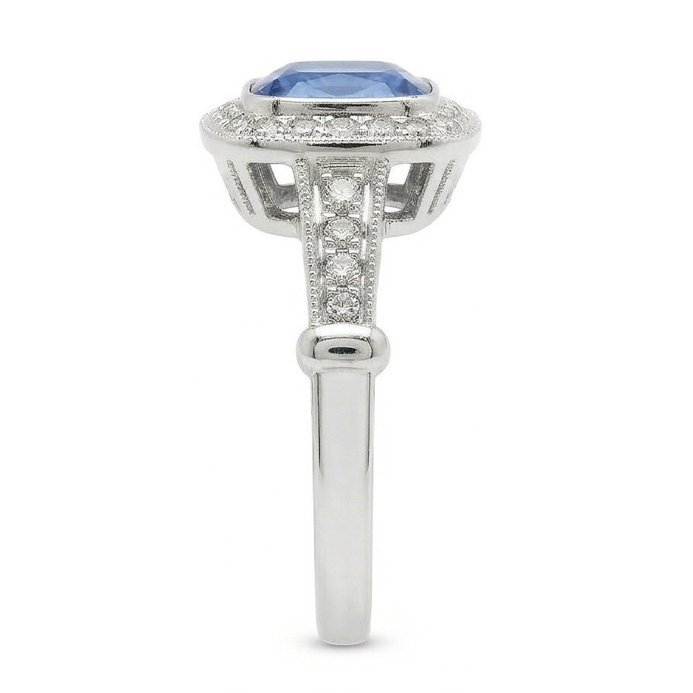 natural round sapphire 5ct ring top view