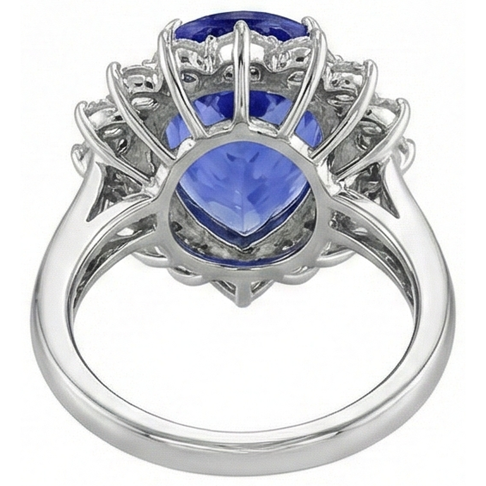5 Carats Halo Pear Tanzanite & Natural Earth Mined Diamond ( Not Lab Grown ) Engagement Ring