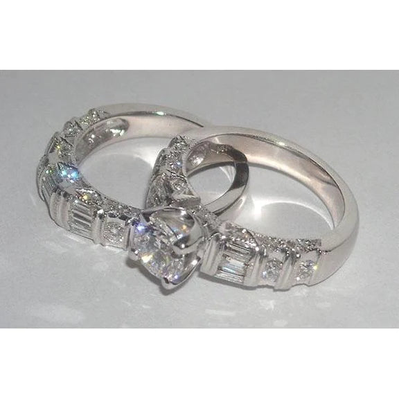 5.01 Carats Real Diamond Bridal Jewelry Engagement Set Ring