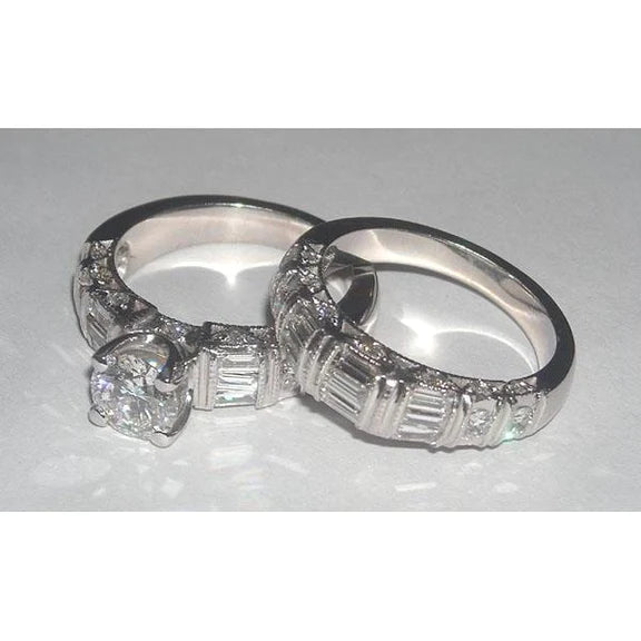 5.01 Carats Real Diamond Bridal Jewelry Engagement Ring And Band